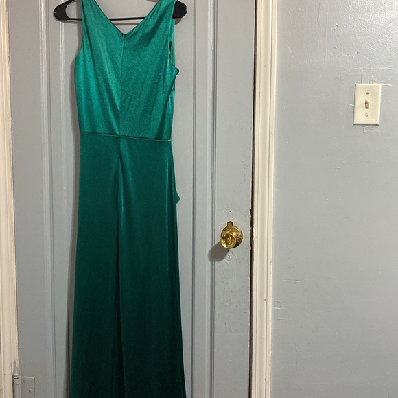 FORTRIC, green, v-neck front and back, long party dress - Picture 2 of 4